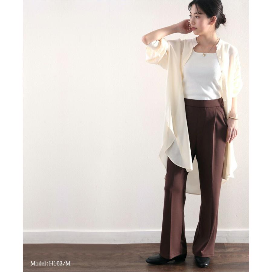 レディース 大きいサイズ ボトムス パンツ フレアパンツ センタープレス ストレッチ 春 夏 | classicalelf | 13