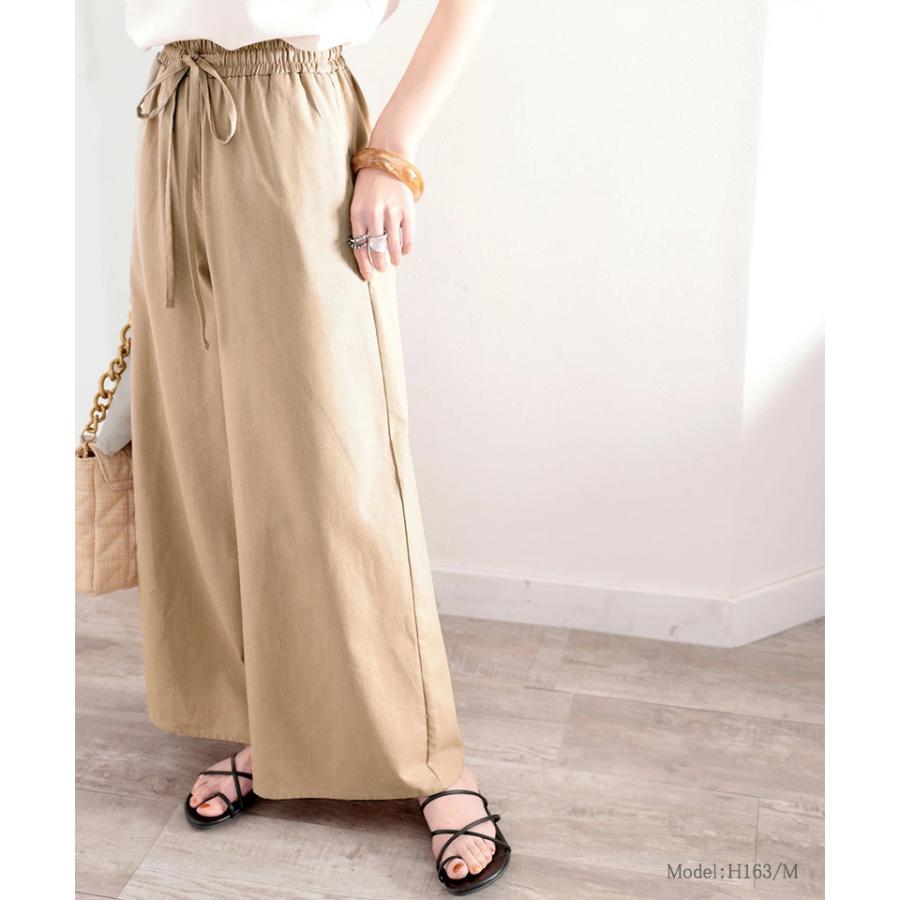 メール便  レディース 大きいサイズ 小さいサイズ ボトムス パンツ コットンリネン フレアパンツ ウエストゴム 楽ちん ポケット付 セットアップコーデ | classicalelf | 11