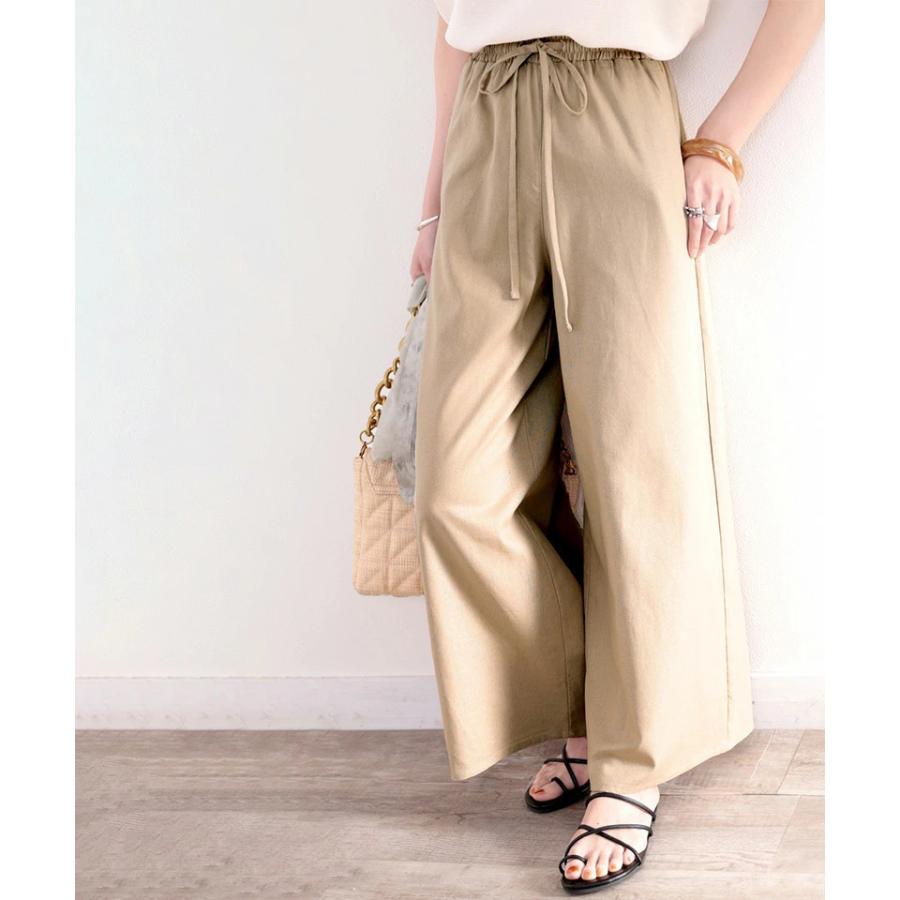 メール便  レディース 大きいサイズ 小さいサイズ ボトムス パンツ コットンリネン フレアパンツ ウエストゴム 楽ちん ポケット付 セットアップコーデ | classicalelf | 12