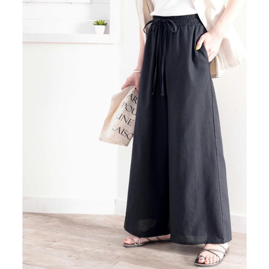メール便  レディース 大きいサイズ 小さいサイズ ボトムス パンツ コットンリネン フレアパンツ ウエストゴム 楽ちん ポケット付 セットアップコーデ | classicalelf | 08