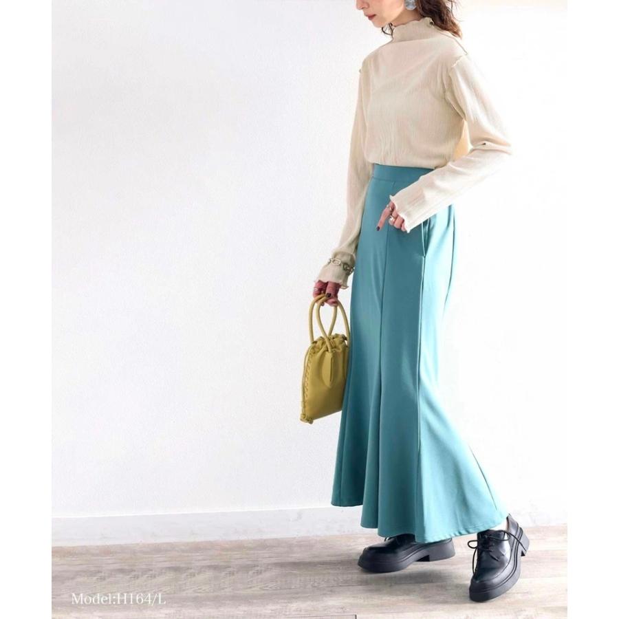 レディース 大きいサイズ トップス ブラウス カットソー プリーツ ハイネック メロー フリル 長袖 前後2way アプリコット ブラック ブラウン グレー | classicalelf | 08