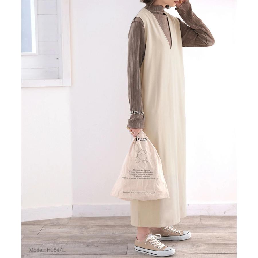 レディース ワンピース ジャンパースカート Vネック オールインワン ロングワンピ ジャンスカ ノースリーブ スカート オーバーサイズ ゆったり ワイド | classicalelf | 10