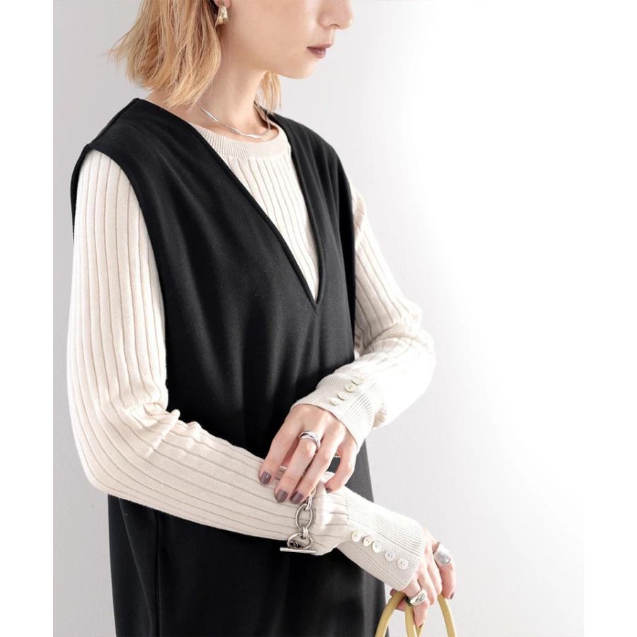 レディース ワンピース ジャンパースカート Vネック オールインワン ロングワンピ ジャンスカ ノースリーブ スカート オーバーサイズ ゆったり ワイド | classicalelf | 04