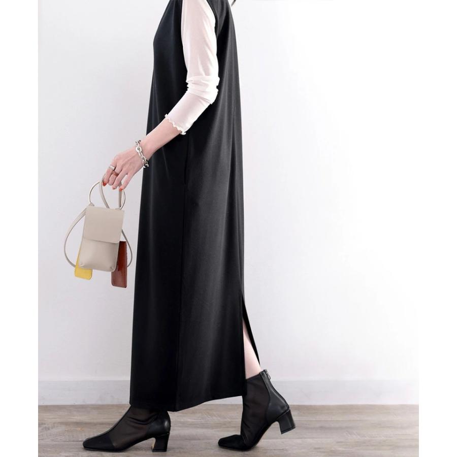 レディース ワンピース ジャンパースカート Vネック オールインワン ロングワンピ ジャンスカ ノースリーブ スカート オーバーサイズ ゆったり ワイド | classicalelf | 06