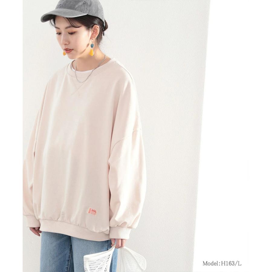 レディース 大きいサイズ トップス トレーナー スウェット プルオーバー ガゼット付 長袖 裏毛 オーバーサイズ ゆったり JAVAコラボ 親子コーデ ベー | classicalelf | 04