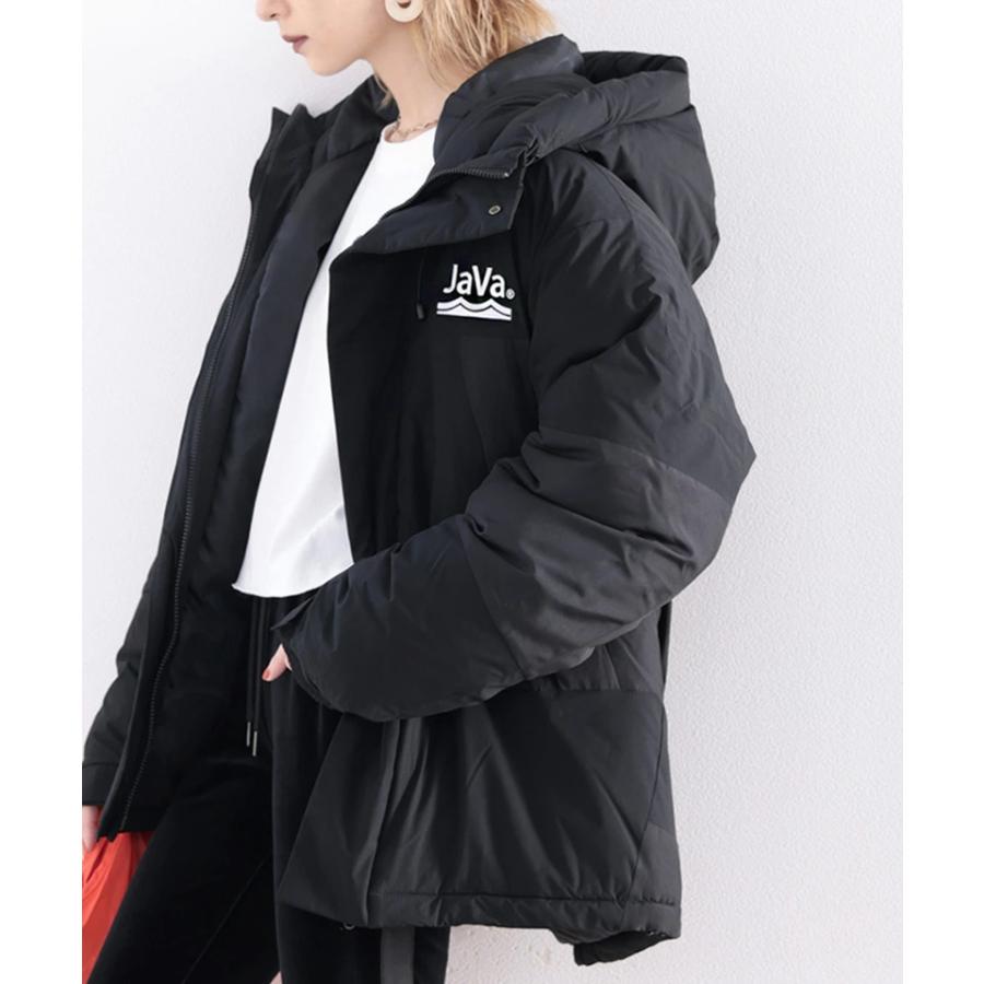 《JaVaコラボ》【family+】レディース アウター フェイクダウン ジャケット コート ショート丈 フード付き 異素材パネル 中綿 ブルゾン 羽織 メンズ | classicalelf | 05