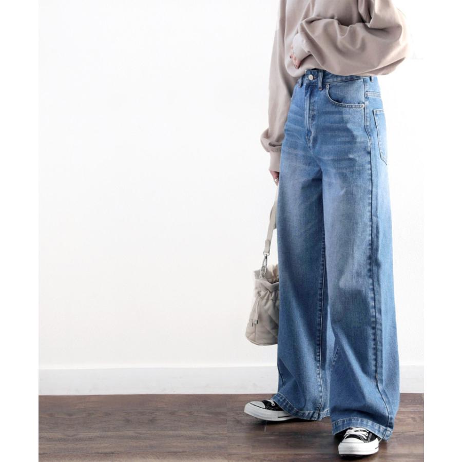 メール便  レディース 大きいサイズ 小さいサイズ パンツ ボトムス デニム ワイドパンツ 美脚 春 夏 秋 | classicalelf | 10