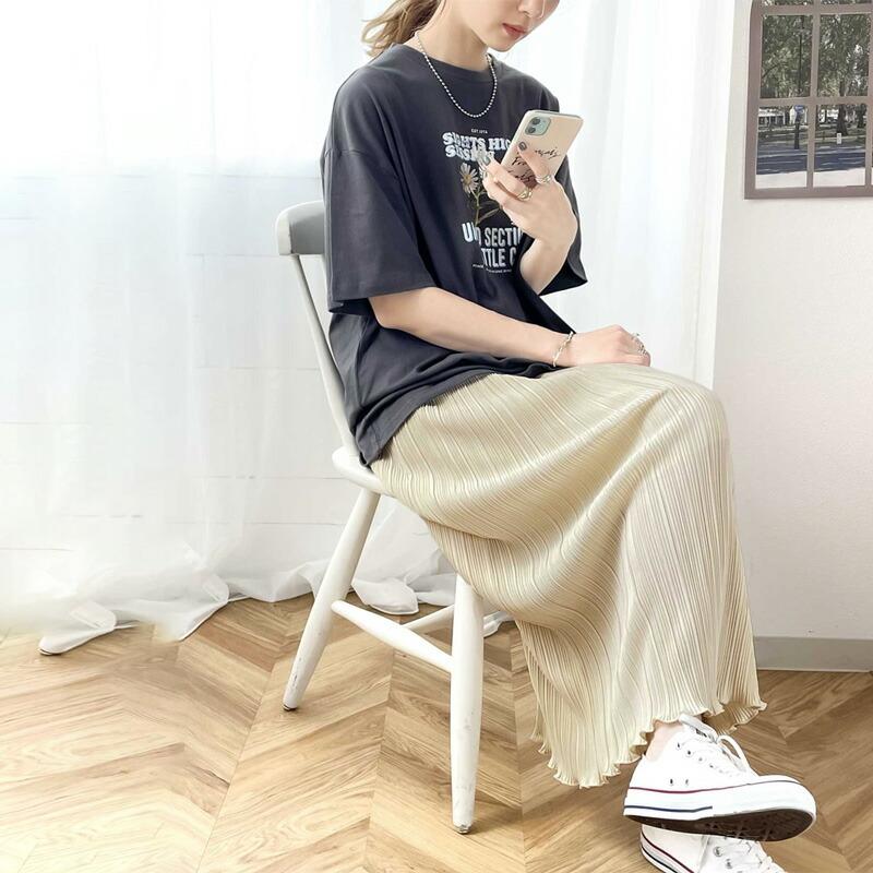 《ms+ ideal》ボトムス レディース スカート ロング タイト メロー プリーツ 着痩せ きれいめ カジュアル オフィス ロングスカート マキシスカート | classicalelf | 12