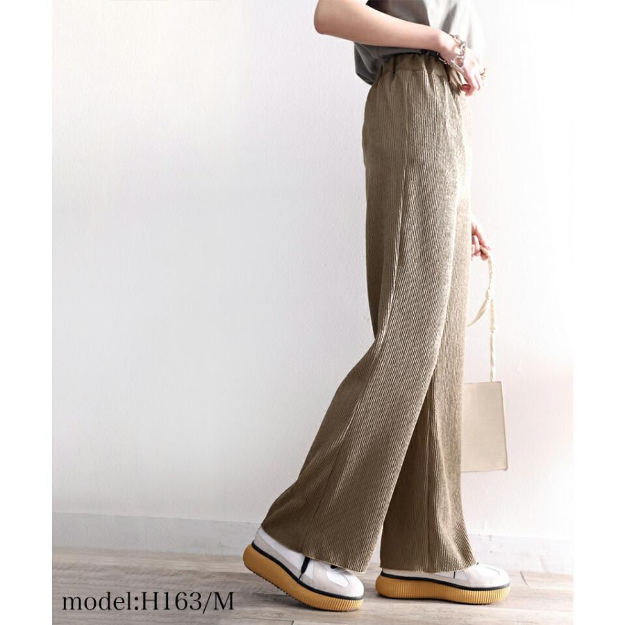 ボトムス パンツ レディース フルレングス ゆったり 美脚 吸水速乾 UVカット ハイブリット セミフレア クレープ素材 きれいめ体型カバー 大きいサイズ | classicalelf | 13