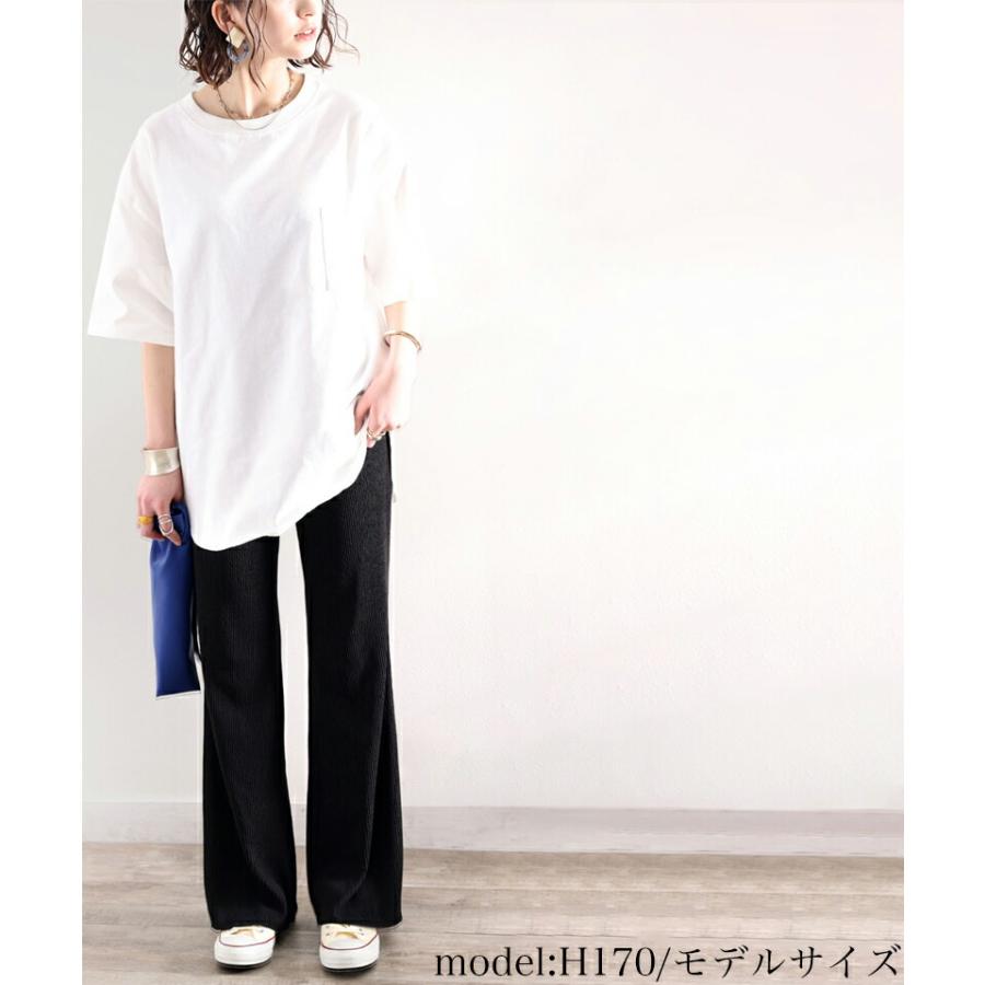 ボトムス パンツ レディース フルレングス ゆったり 美脚 吸水速乾 UVカット ハイブリット セミフレア クレープ素材 きれいめ体型カバー 大きいサイズ | classicalelf | 02