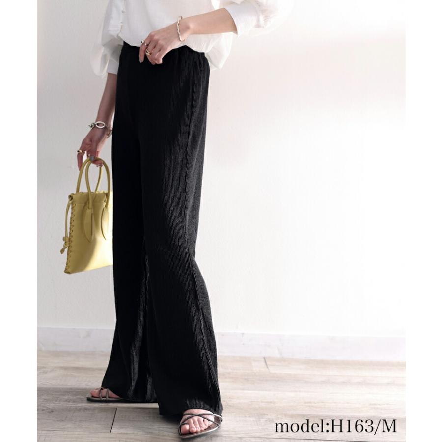 ボトムス パンツ レディース フルレングス ゆったり 美脚 吸水速乾 UVカット ハイブリット セミフレア クレープ素材 きれいめ体型カバー 大きいサイズ | classicalelf | 03