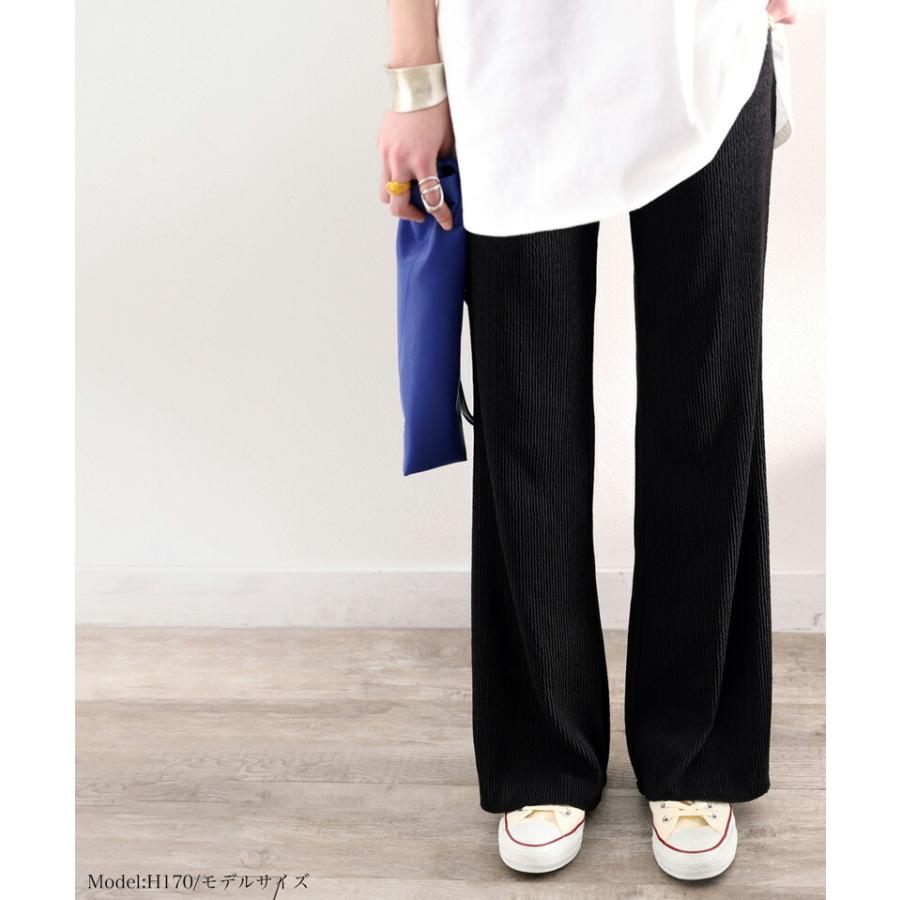 ボトムス パンツ レディース フルレングス ゆったり 美脚 吸水速乾 UVカット ハイブリット セミフレア クレープ素材 きれいめ体型カバー 大きいサイズ | classicalelf | 04