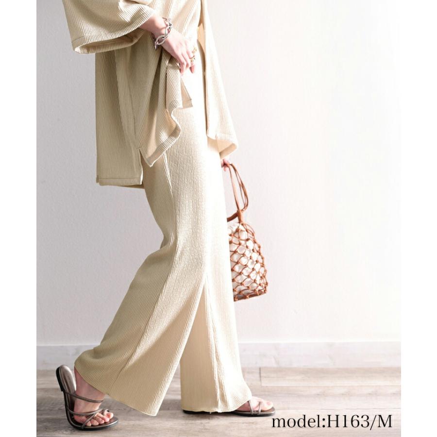 ボトムス パンツ レディース フルレングス ゆったり 美脚 吸水速乾 UVカット ハイブリット セミフレア クレープ素材 きれいめ体型カバー 大きいサイズ | classicalelf | 05