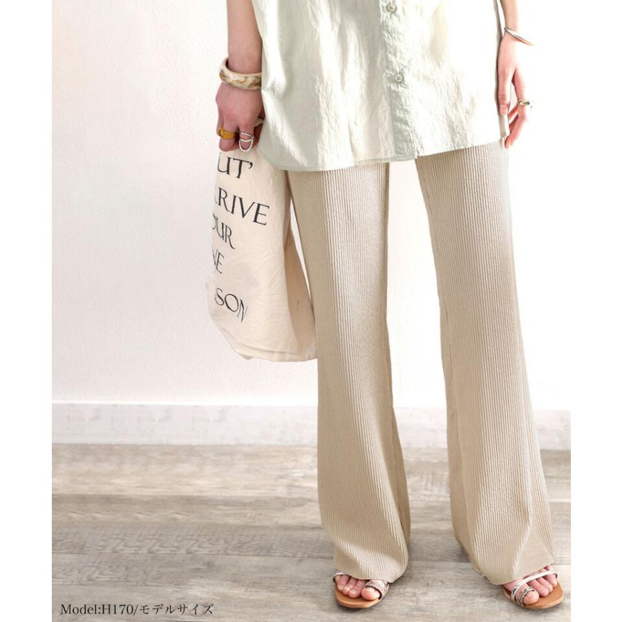 ボトムス パンツ レディース フルレングス ゆったり 美脚 吸水速乾 UVカット ハイブリット セミフレア クレープ素材 きれいめ体型カバー 大きいサイズ | classicalelf | 07