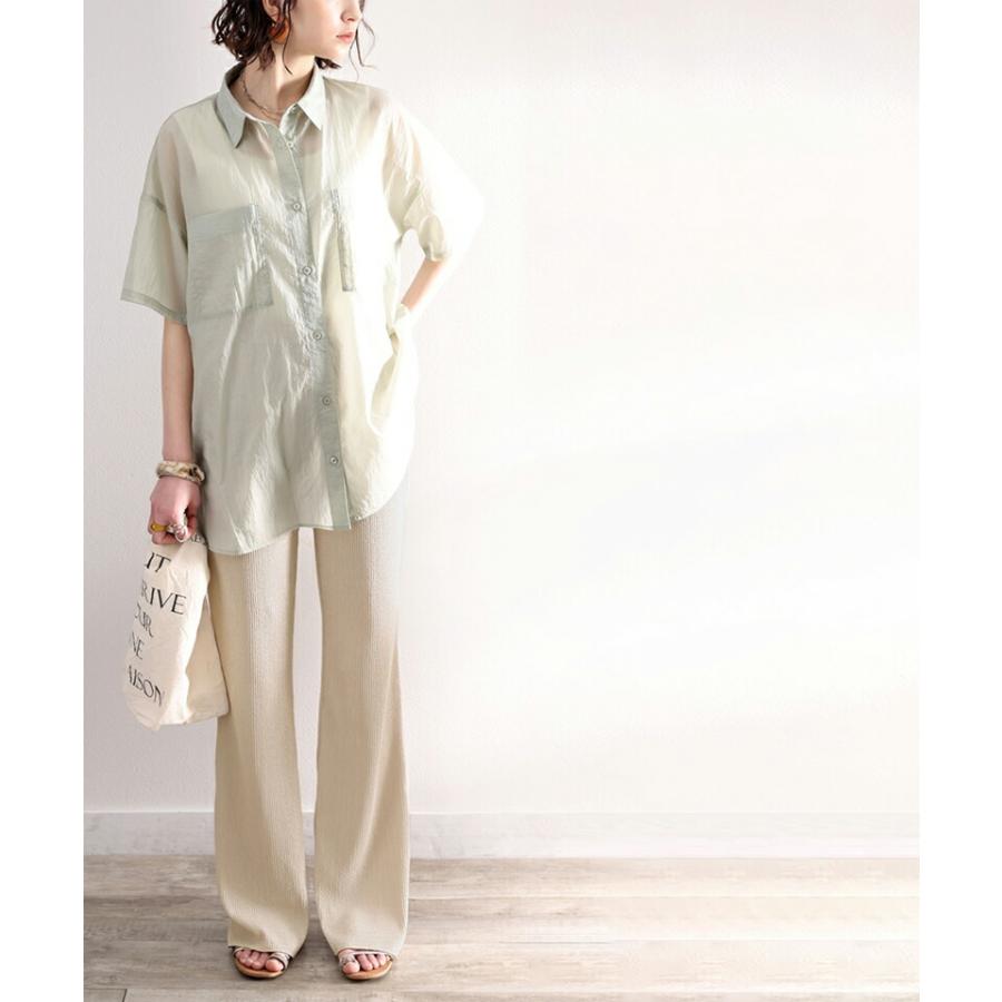 ボトムス パンツ レディース フルレングス ゆったり 美脚 吸水速乾 UVカット ハイブリット セミフレア クレープ素材 きれいめ体型カバー 大きいサイズ | classicalelf | 08