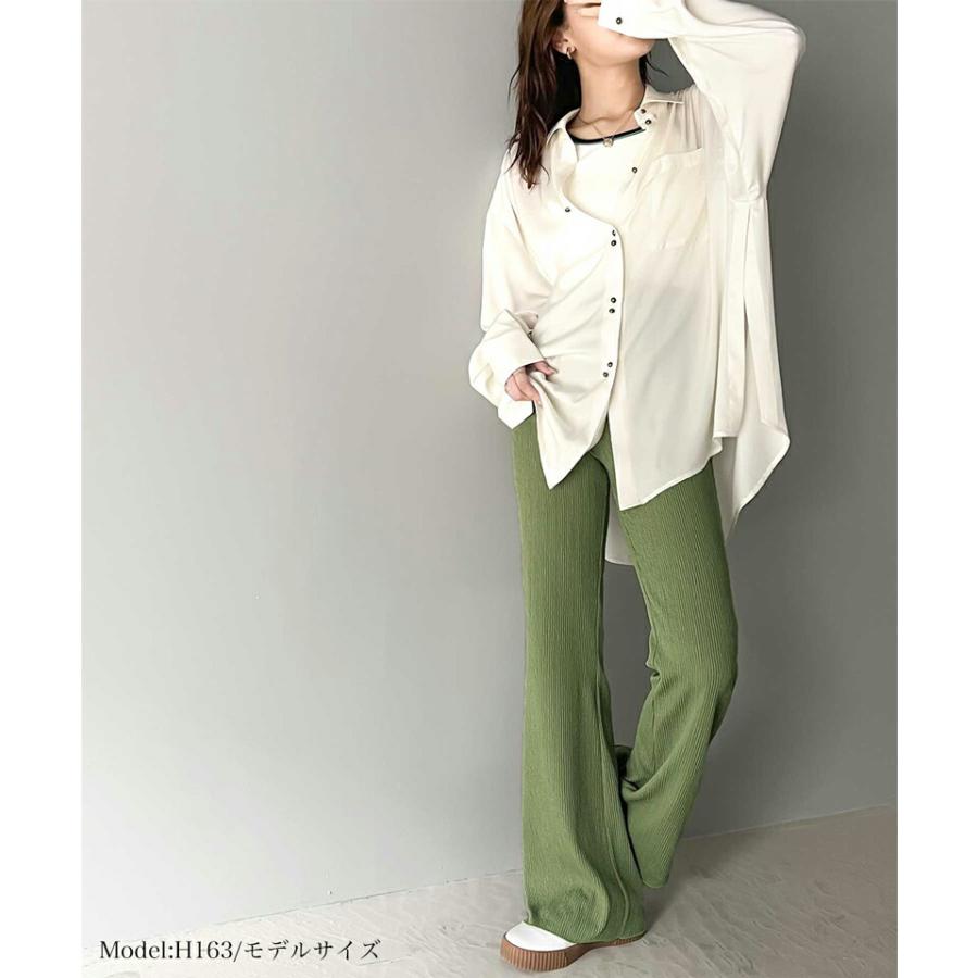 ボトムス パンツ レディース フルレングス ゆったり 美脚 吸水速乾 UVカット ハイブリット セミフレア クレープ素材 きれいめ体型カバー 大きいサイズ | classicalelf | 09