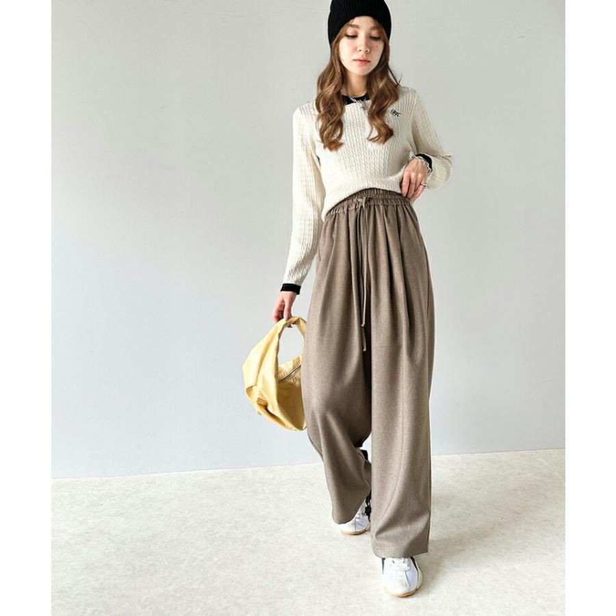 ボトムス パンツ レディース ワイド ギャザー 深め ２ タック イージーパンツ ウエスト ゴム 仕様 オーバーサイズ デイリー 着回し | classicalelf | 10