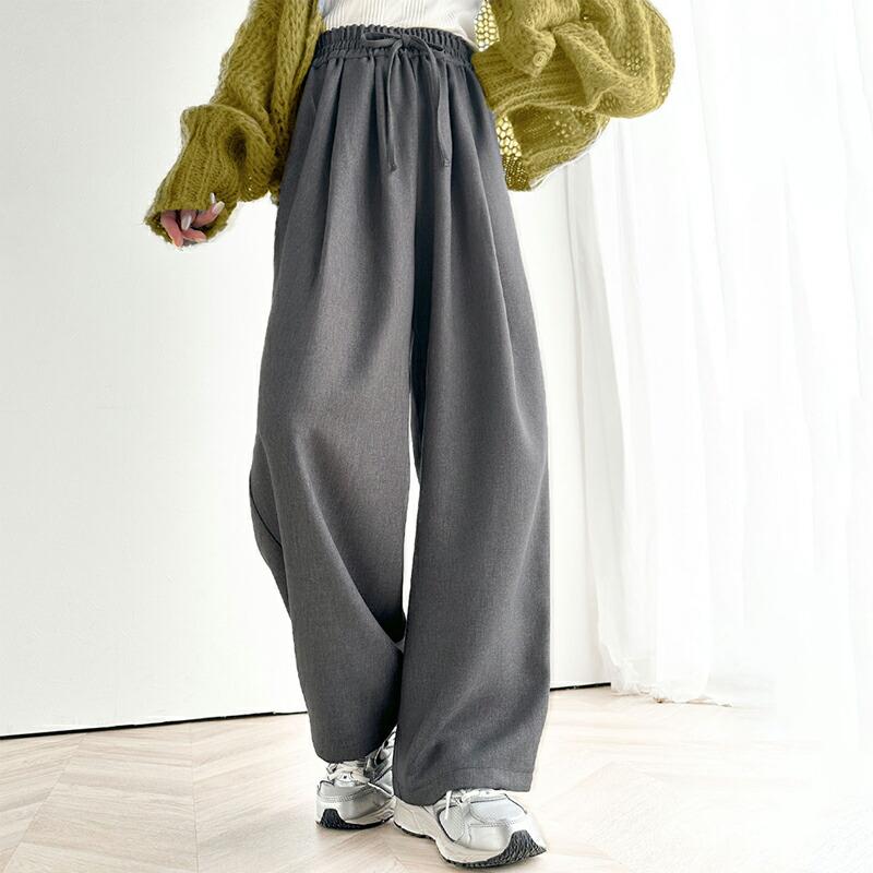 ボトムス パンツ レディース ワイド ギャザー 深め ２ タック イージーパンツ ウエスト ゴム 仕様 オーバーサイズ デイリー 着回し | classicalelf | 13