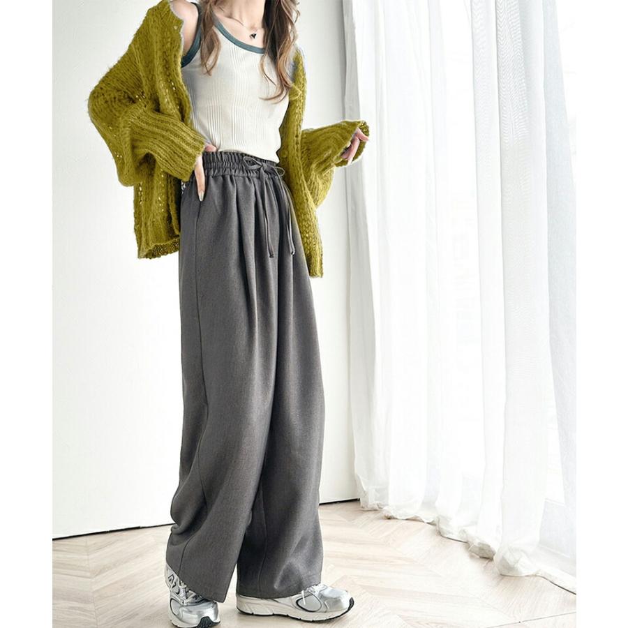 ボトムス パンツ レディース ワイド ギャザー 深め ２ タック イージーパンツ ウエスト ゴム 仕様 オーバーサイズ デイリー 着回し | classicalelf | 07