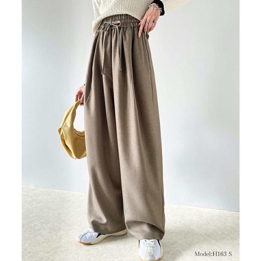 ボトムス パンツ レディース ワイド ギャザー 深め ２ タック イージーパンツ ウエスト ゴム 仕様 オーバーサイズ デイリー 着回し | classicalelf | 08