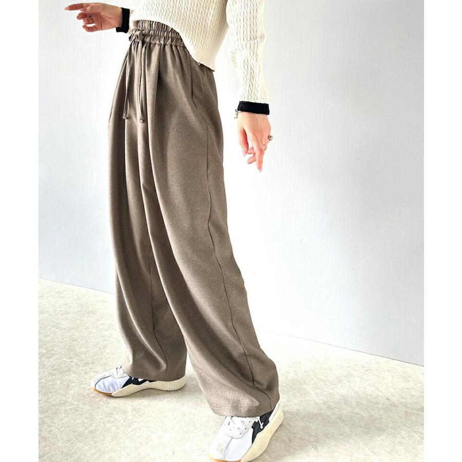 ボトムス パンツ レディース ワイド ギャザー 深め ２ タック イージーパンツ ウエスト ゴム 仕様 オーバーサイズ デイリー 着回し | classicalelf | 09