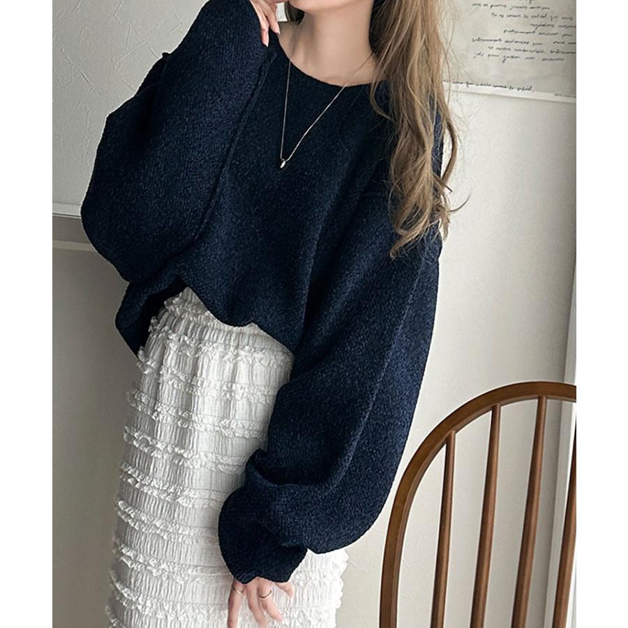 美品】ellie オーバーサイズニット ネイビー オーバーサイズチルデン