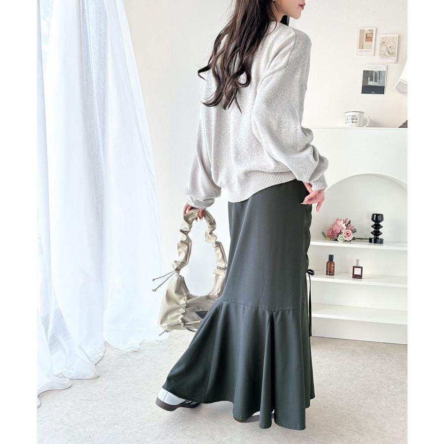 ボトムス スカート レディース フロント シャーリング リボン 使い マーメイドスカート （ロング丈）ウエスト サイド ファスナー 愛され 美ライン | classicalelf | 13