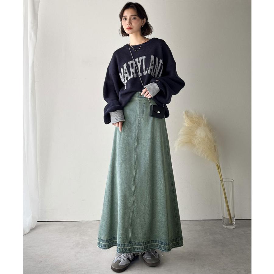 【 クラシカルエルフ classical elf 】ボトムス スカート ロング 秋冬 レディース 綿 100％ フレア デニムスカート ロング丈 フリンジ ヴィンテージ | classicalelf | 11