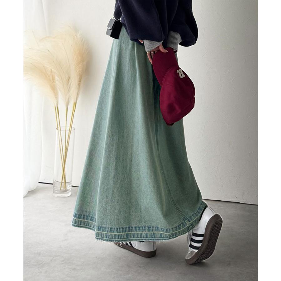 【 クラシカルエルフ classical elf 】ボトムス スカート ロング 秋冬 レディース 綿 100％ フレア デニムスカート ロング丈 フリンジ ヴィンテージ | classicalelf | 13
