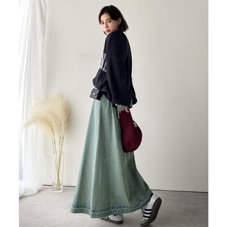 【 クラシカルエルフ classical elf 】ボトムス スカート ロング 秋冬 レディース 綿 100％ フレア デニムスカート ロング丈 フリンジ ヴィンテージ | classicalelf | 14