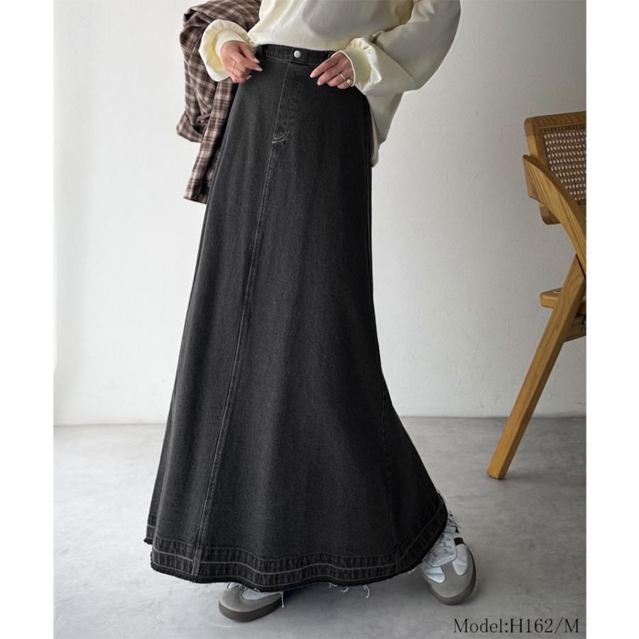 【 クラシカルエルフ classical elf 】ボトムス スカート ロング 秋冬 レディース 綿 100％ フレア デニムスカート ロング丈 フリンジ ヴィンテージ | classicalelf | 02