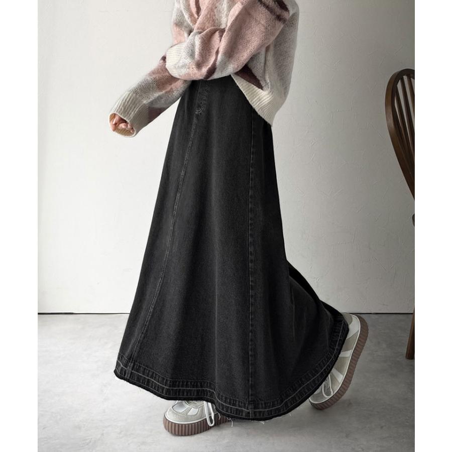 【 クラシカルエルフ classical elf 】ボトムス スカート ロング 秋冬 レディース 綿 100％ フレア デニムスカート ロング丈 フリンジ ヴィンテージ | classicalelf | 04