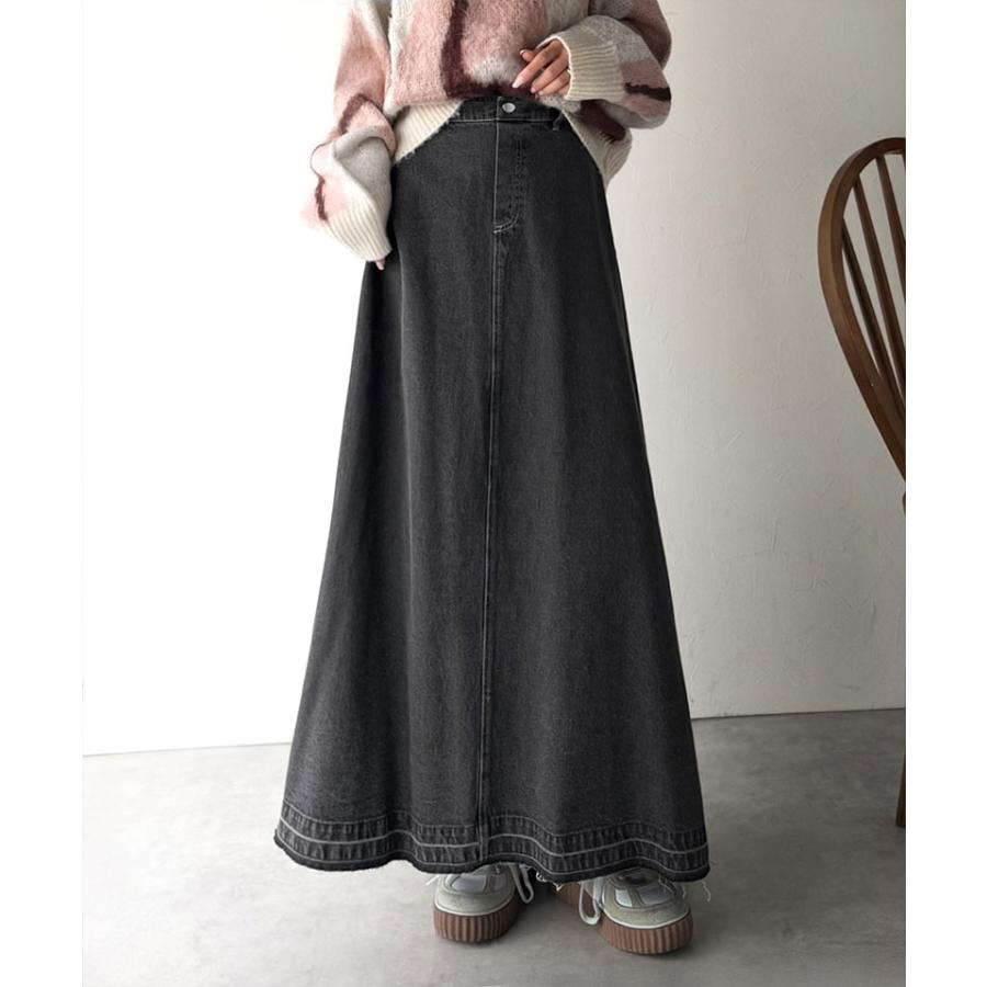 【 クラシカルエルフ classical elf 】ボトムス スカート ロング 秋冬 レディース 綿 100％ フレア デニムスカート ロング丈 フリンジ ヴィンテージ | classicalelf | 05