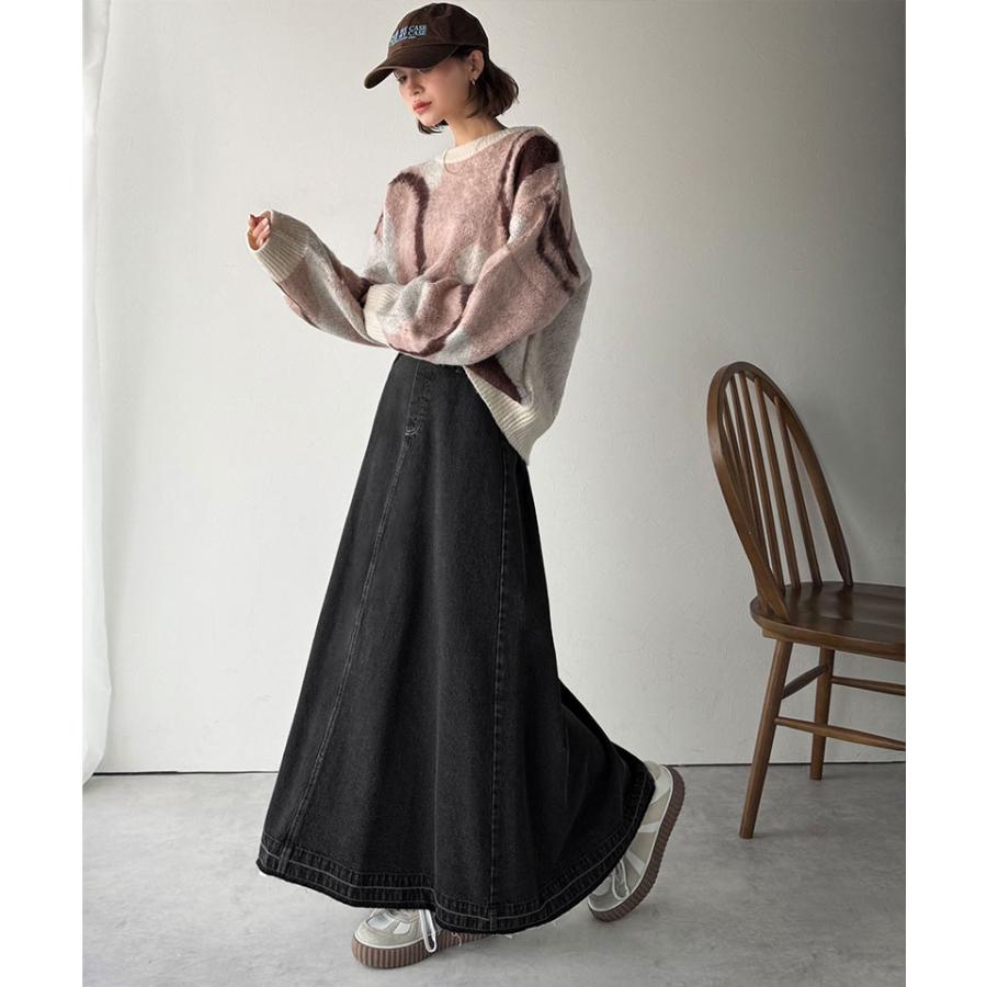 【 クラシカルエルフ classical elf 】ボトムス スカート ロング 秋冬 レディース 綿 100％ フレア デニムスカート ロング丈 フリンジ ヴィンテージ | classicalelf | 06