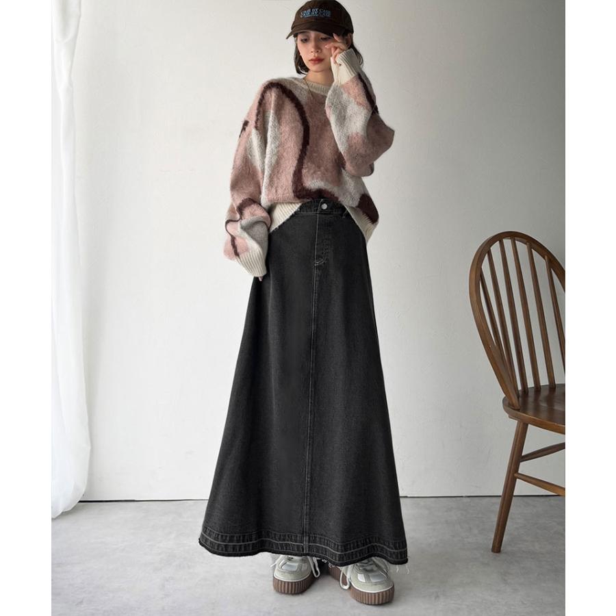 【 クラシカルエルフ classical elf 】ボトムス スカート ロング 秋冬 レディース 綿 100％ フレア デニムスカート ロング丈 フリンジ ヴィンテージ | classicalelf | 08