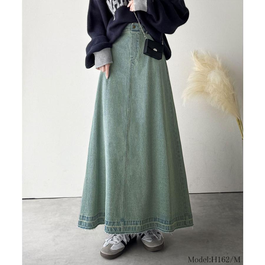 【 クラシカルエルフ classical elf 】ボトムス スカート ロング 秋冬 レディース 綿 100％ フレア デニムスカート ロング丈 フリンジ ヴィンテージ | classicalelf | 09