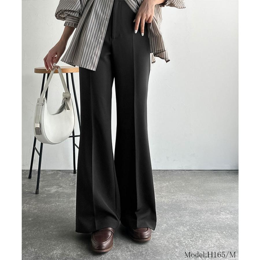 【 クラシカルエルフ classical elf 】ボトムス レディース 秋冬 パンツ 【UVカット・防しわ機能】 洗濯機 OK 美脚シルエット フレアパンツ | classicalelf | 02