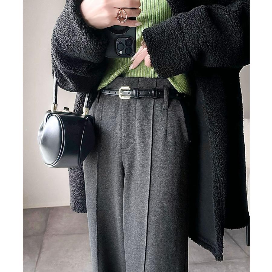 【 クラシカルエルフ classical elf 】 ボトムス レディース 冬 ゴム パンツ ワイドパンツ ハイウエスト ブラッシュドジャージ 美脚 センターピンタック | classicalelf | 10