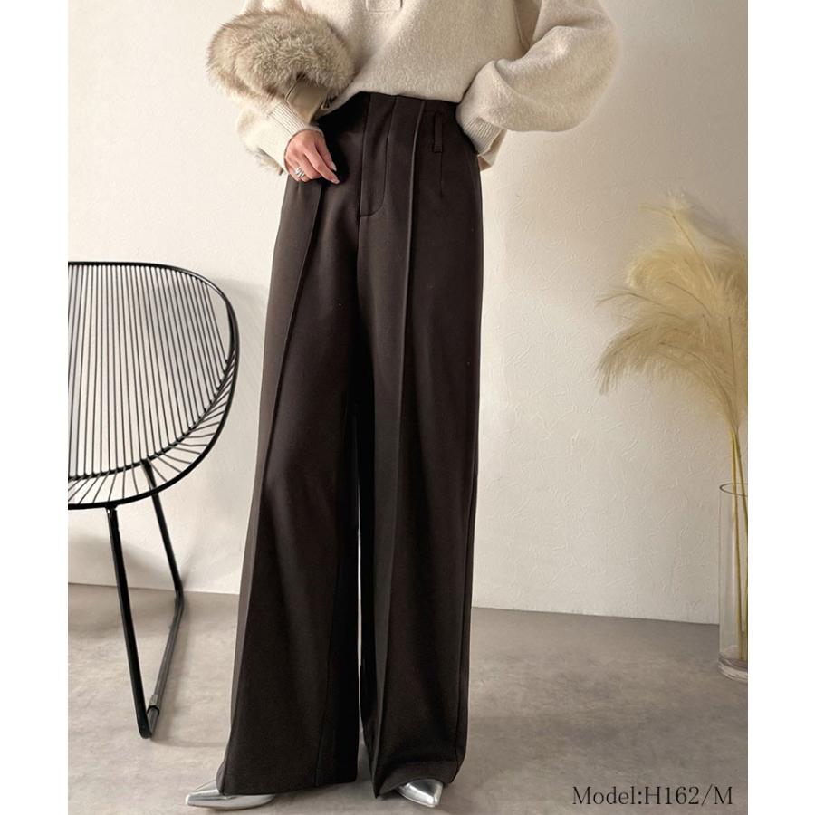 【 クラシカルエルフ classical elf 】 ボトムス レディース 冬 ゴム パンツ ワイドパンツ ハイウエスト ブラッシュドジャージ 美脚 センターピンタック | classicalelf | 11