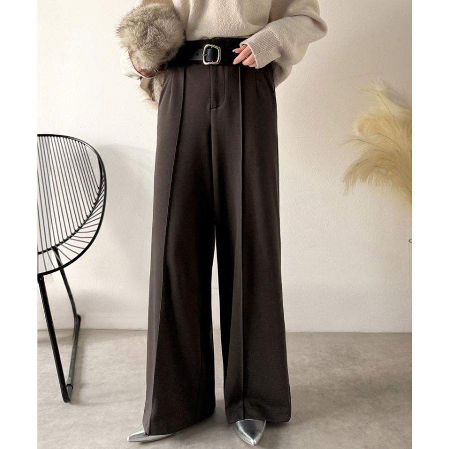 【 クラシカルエルフ classical elf 】 ボトムス レディース 冬 ゴム パンツ ワイドパンツ ハイウエスト ブラッシュドジャージ 美脚 センターピンタック | classicalelf | 12