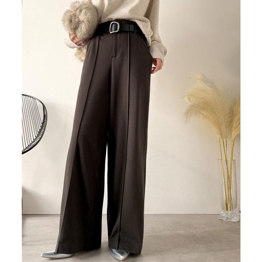 【 クラシカルエルフ classical elf 】 ボトムス レディース 冬 ゴム パンツ ワイドパンツ ハイウエスト ブラッシュドジャージ 美脚 センターピンタック | classicalelf | 13