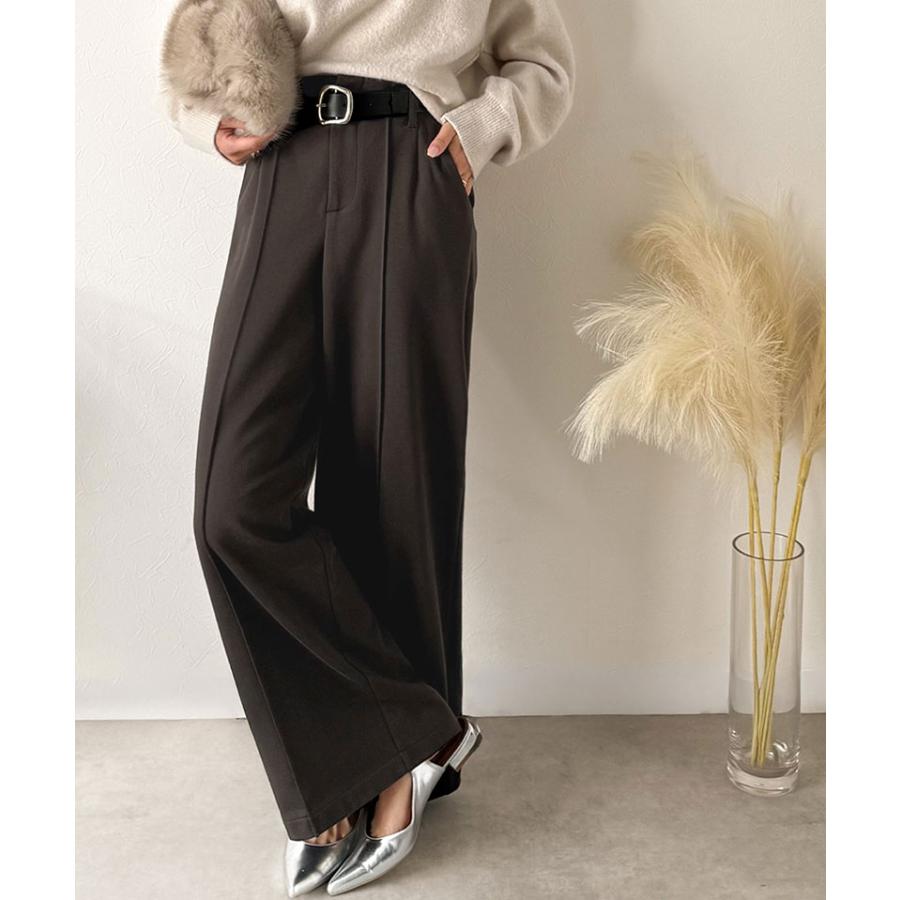 【 クラシカルエルフ classical elf 】 ボトムス レディース 冬 ゴム パンツ ワイドパンツ ハイウエスト ブラッシュドジャージ 美脚 センターピンタック | classicalelf | 15