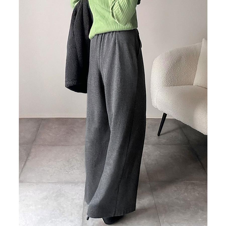 【 クラシカルエルフ classical elf 】 ボトムス レディース 冬 ゴム パンツ ワイドパンツ ハイウエスト ブラッシュドジャージ 美脚 センターピンタック | classicalelf | 09