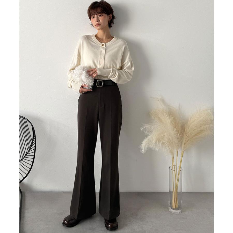 【 クラシカルエルフ classical elf 】 ボトムス レディース 冬 ゴム パンツ フレアパンツ ブラッシュドジャージ スタイルアップ フレアシルエット | classicalelf | 13