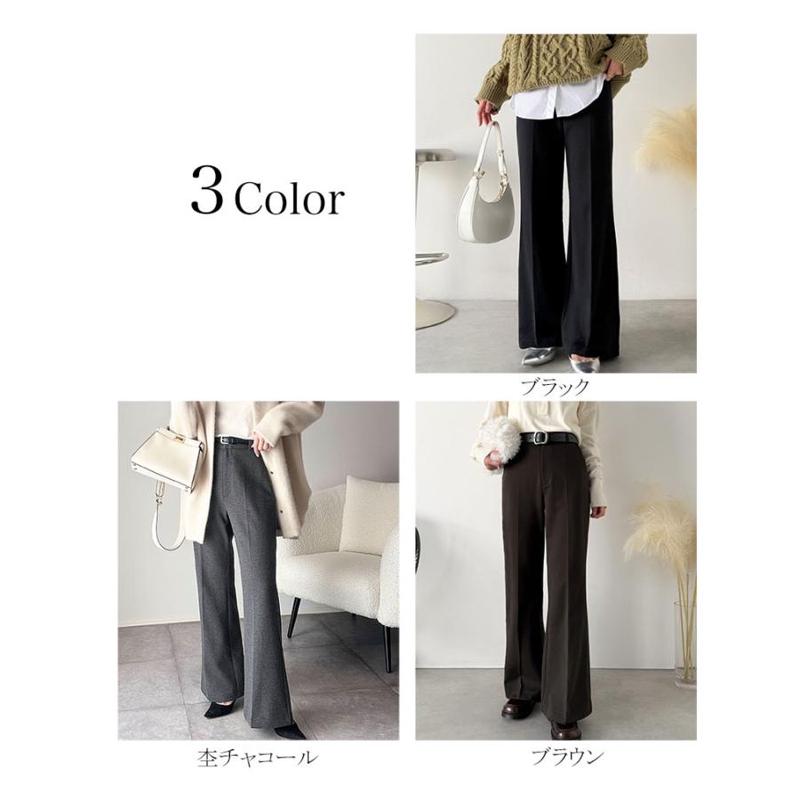 【 クラシカルエルフ classical elf 】 ボトムス レディース 冬 ゴム パンツ フレアパンツ ブラッシュドジャージ スタイルアップ フレアシルエット | classicalelf | 01