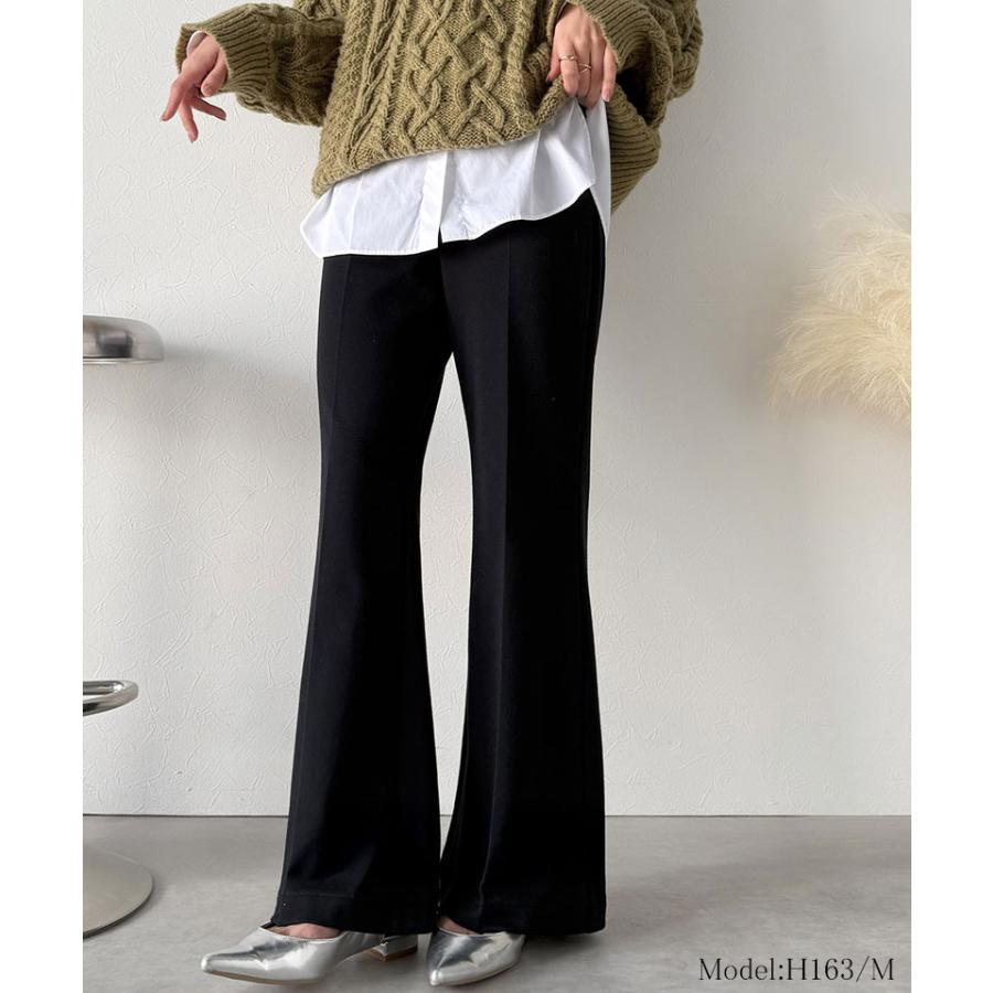 【 クラシカルエルフ classical elf 】 ボトムス レディース 冬 ゴム パンツ フレアパンツ ブラッシュドジャージ スタイルアップ フレアシルエット | classicalelf | 02