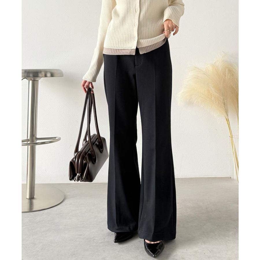 【 クラシカルエルフ classical elf 】 ボトムス レディース 冬 ゴム パンツ フレアパンツ ブラッシュドジャージ スタイルアップ フレアシルエット | classicalelf | 04