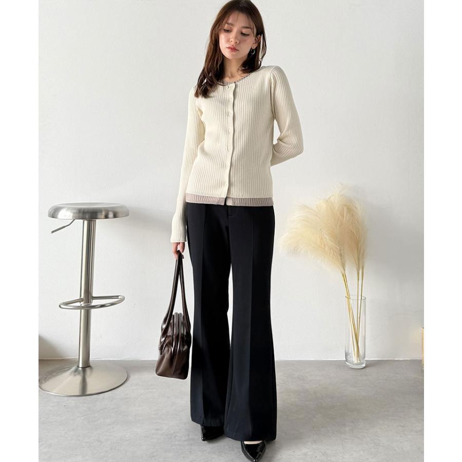 【 クラシカルエルフ classical elf 】 ボトムス レディース 冬 ゴム パンツ フレアパンツ ブラッシュドジャージ スタイルアップ フレアシルエット | classicalelf | 05