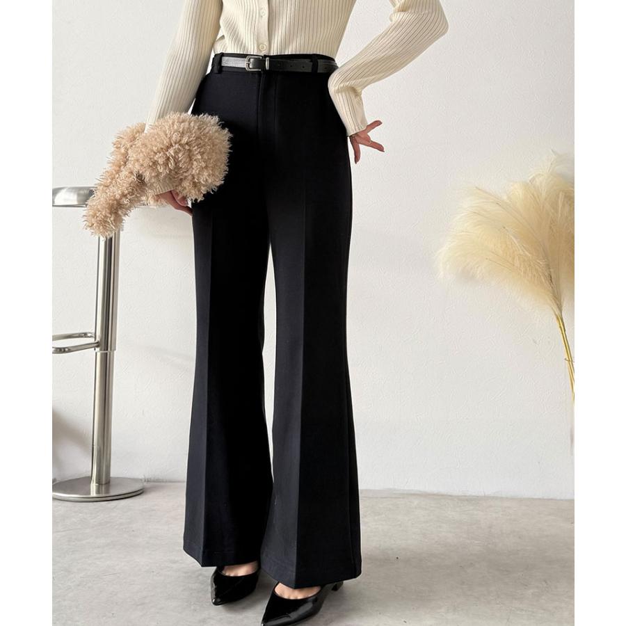 【 クラシカルエルフ classical elf 】 ボトムス レディース 冬 ゴム パンツ フレアパンツ ブラッシュドジャージ スタイルアップ フレアシルエット | classicalelf | 06