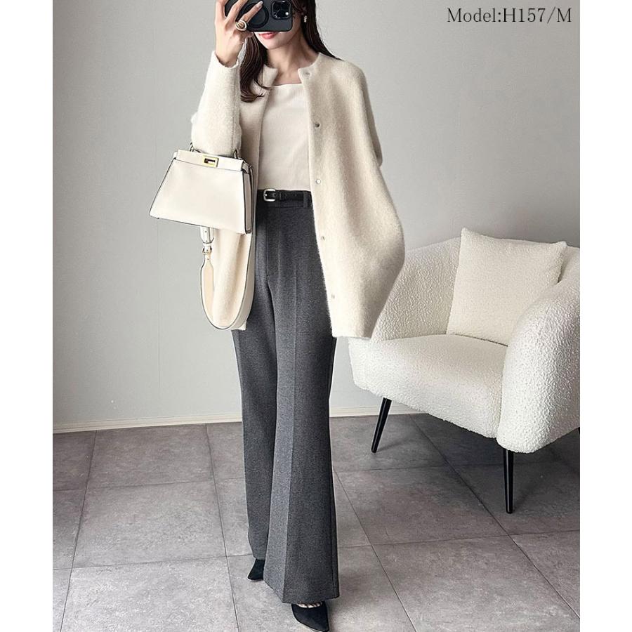 【 クラシカルエルフ classical elf 】 ボトムス レディース 冬 ゴム パンツ フレアパンツ ブラッシュドジャージ スタイルアップ フレアシルエット | classicalelf | 07